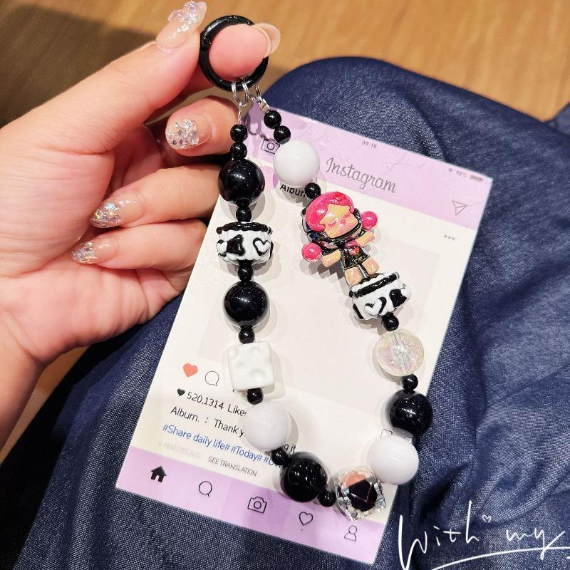 Hand-painted Beaded Cartoon Doll Mobile Phone Chain Mobile Phone Pendant Back Clip Blind Box Key Chain Pendant