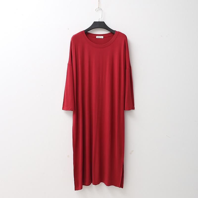 

Новое весенне-осеннее женское модальное платье однотонное свободное большого размера повседневная ночная юбка домашняя юбка женская ночная рубашка одежда для сна 2XL
