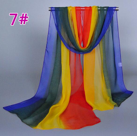 Lady Fashion Voile Girls Scarves Chiffon Scarf Women High Quality Gradual Color Women Silk Scarf  Popular Scarves Wrap shawl