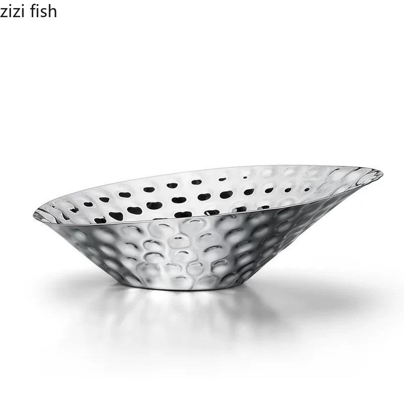 Stainless Steel Fruit Plate Irregular Dining Plates Dessert Plate Fruit Bowls Salad Bowl Snack Bowl Pastry Plates Snack Bowls