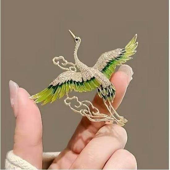 Chic Crane & Cloud Brooch: Elegant, Versatile Suit Accessory for Women.