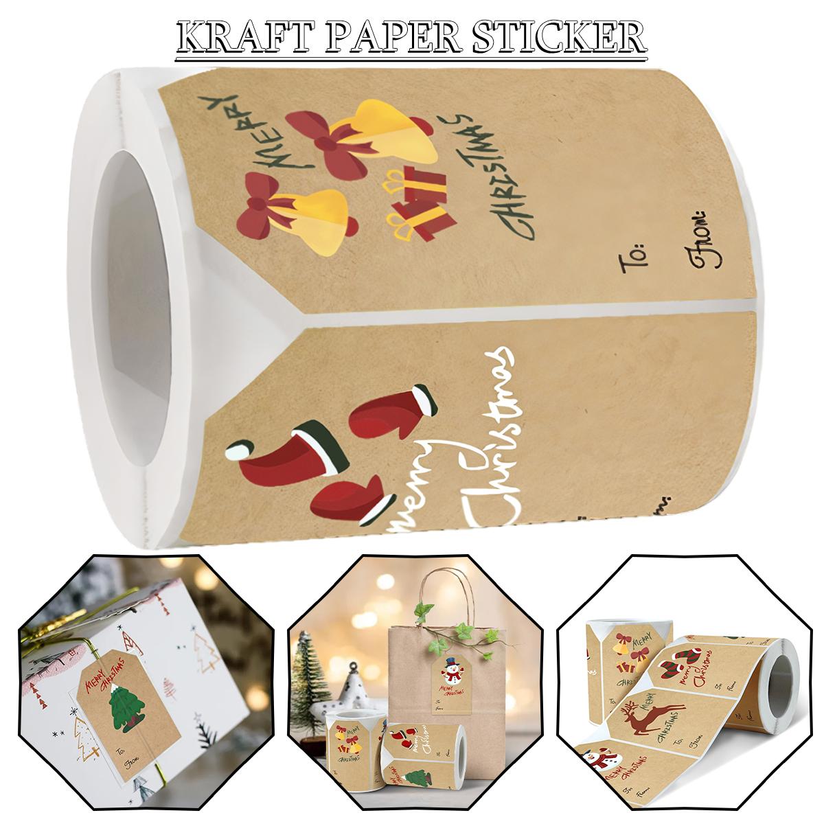 

PDTO Kraft Рождественские наклейки Самоклеящиеся рождественские подарочные бирки Наклейка для подарков