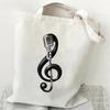 Music Heartbeat Printed Canvas Bag Shoulder Bag Folding Bag Handheld Shopping Bag Large Capacity Durable Eco Friendly Bag