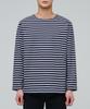 Striped Boat Neck Long Sleeve T-Shirt [Navy/Ivory]