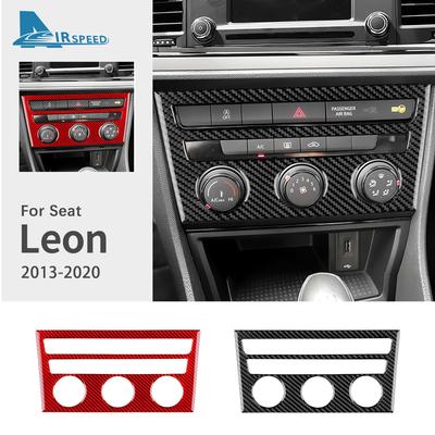 For Seat Leon 2013 2014 2015 2016 2017 2018 LHD RHD Car Central AC Button Panel Trim Real Soft Carbon Fiber Sticker