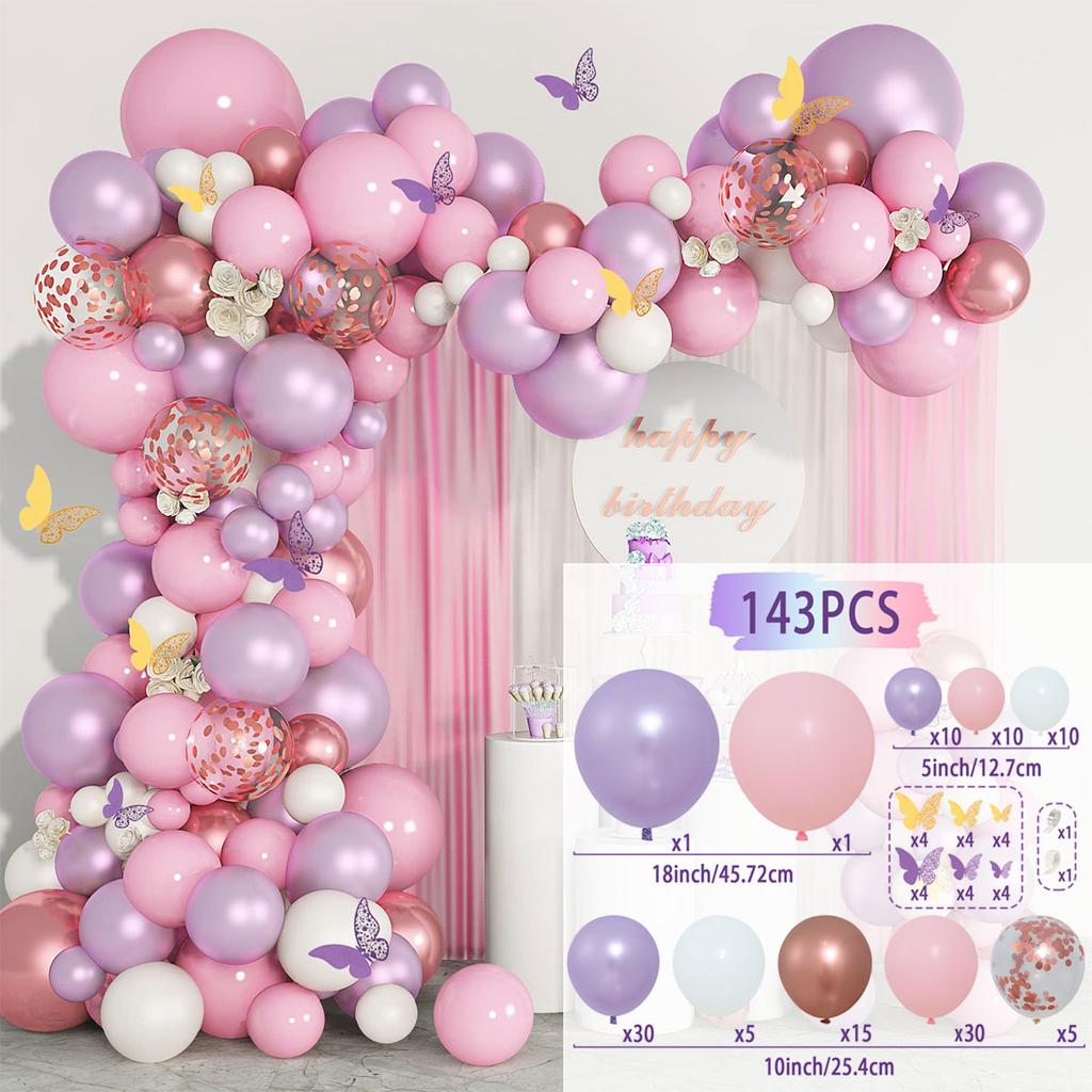 Macaron Pink Balloon Garland Arch Kit Rose Red Confetti Latex Air Balloons Baby Shower Girl Birthday Party Wedding Decorations
