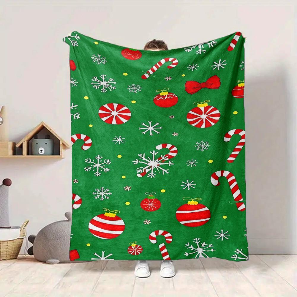 1Pc Christmas Winter Festive Blanket Soft And Comfortable Casual Warm Camping Travel Christmas Halloween Gift M91721