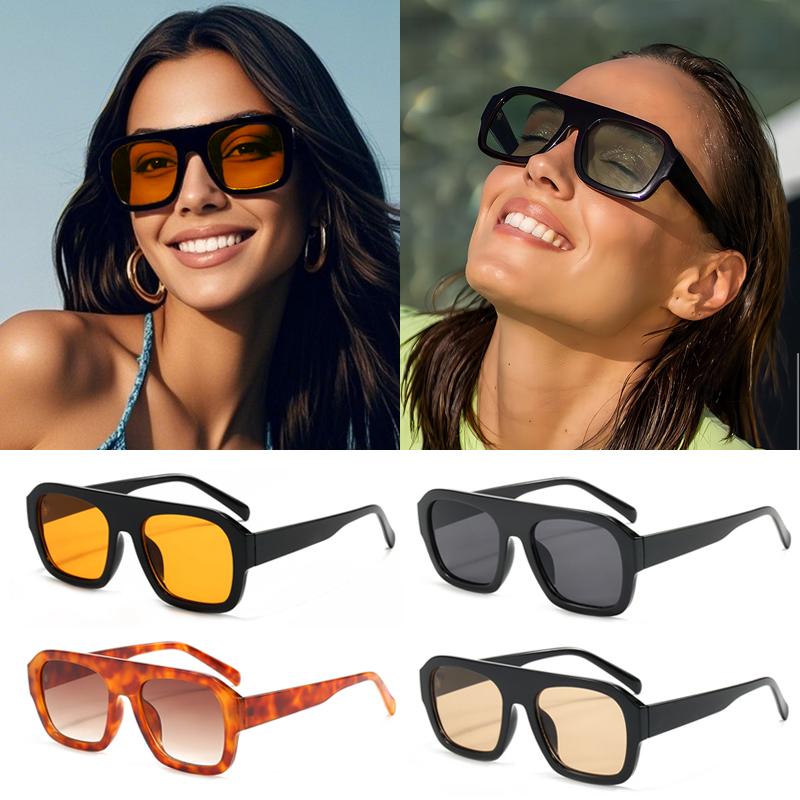 Car Sunglasse 4pcs Square Big Frame Popular Sunglasses Lady Retro Glasses Outdoors Sport Riding Goggle Sunscreen Polygon Eyewear