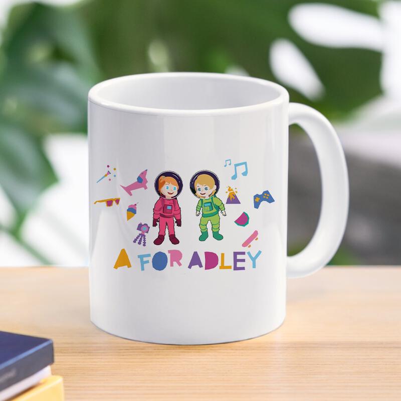 A for Adley Mug Ice Cream Unicorn Rainbow Mug Office Breakfast Coffee Milky Cup 11oz Office Water Tea Cup Birthday Gift