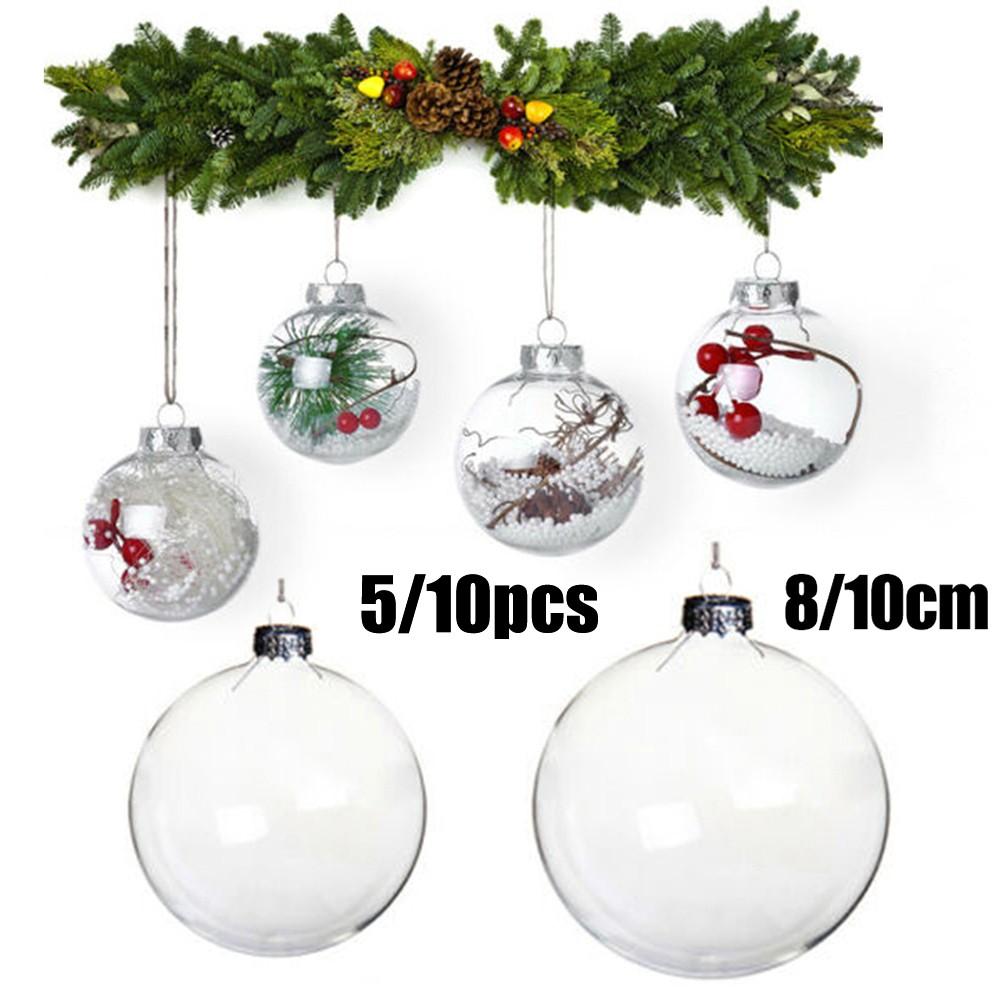 10cm Fillable Clear Plastic Christmas Baubles Perfect for DIY Ornaments