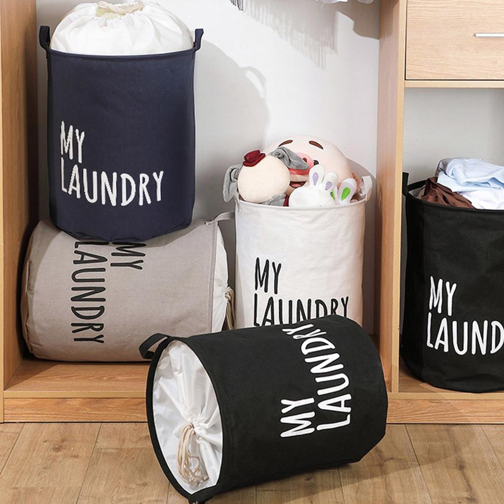 Space Saving Laundry Basket Foldable Dirty Clothes Organizer with Drawstring Waterproof Hamper Clothing Container