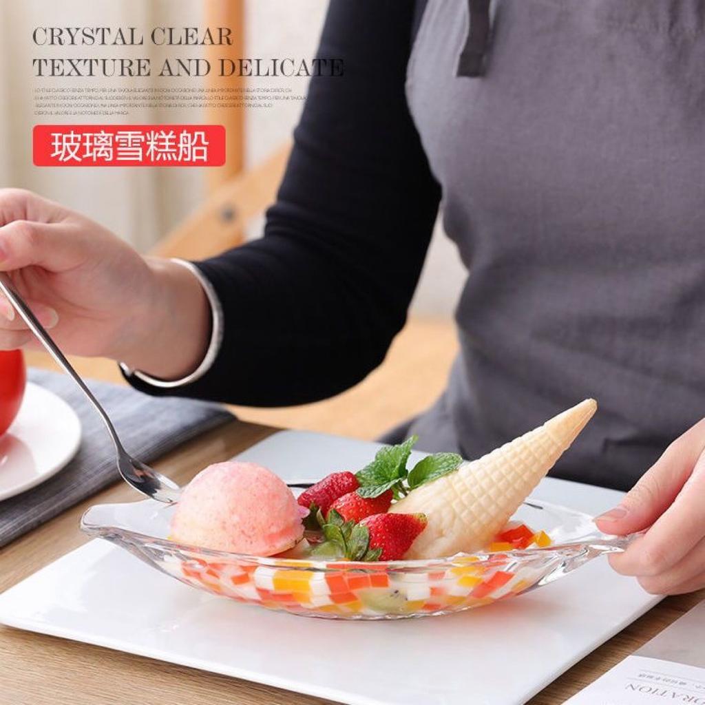 Thickened Clear Glass Banana Split Ice Cream Bowl Sundae Dessert Dish Papaya Salad Server Creative Ice Cream Cup