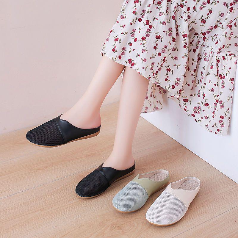 Flat Toe Half Slippers Women's Summer New Breathable Women's Shoes Fashionable Outdoor Cool Slippers
