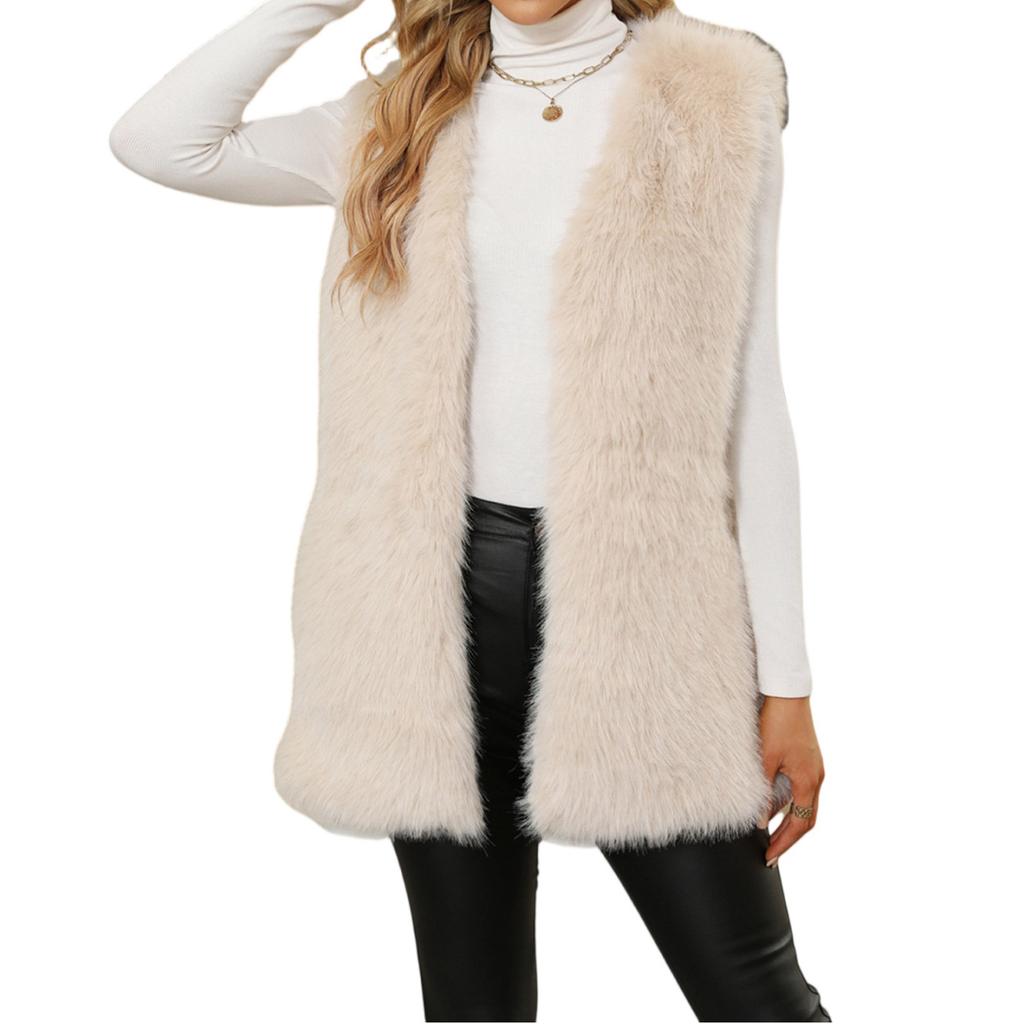 Fashionable Women's FauxV-Neck Vest Jacket Sleeveless Vest
