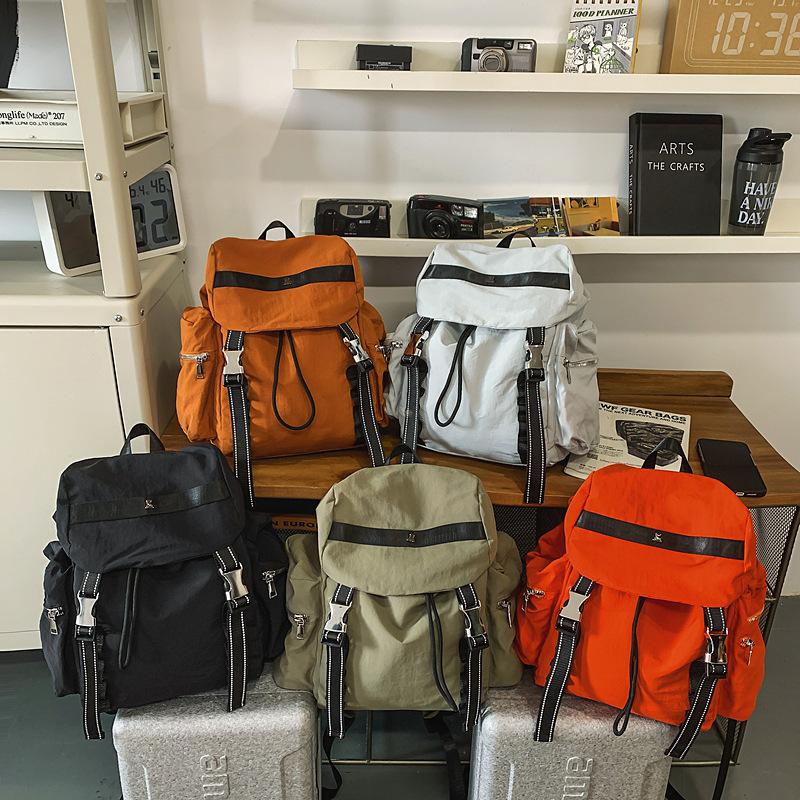 Men's Outdoor Mountaineering Bag Women's Lightweight Travel Backpack Solid Color High School Student Schoolbag