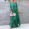 Conjunto casual feminino de duas peças em chiffon, tamanho grande, para mãe da noiva, elegante, com decote redondo, calça larga, roupa fluida para convidada de casamento