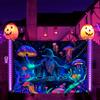 1 Halloween Wizard Dish Jellyfish Mushroom Courtyard Decoration Fluorescent Background Cloth, Tapestry, Holiday Gift, Parties