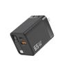 65W Dual Port PD Charger with Retractable Type-C Cable for Fast Charging (A+C)