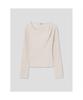 8SECONDS Ribbed Cut-Out Long Sleeve T-Shirt Beige