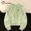 Women's Loose Fit Hooded Short Zip-Up Sweatshirt