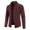 Homens outono inverno casaco gola de malha cor sólida grosso cardigan elástico mangas compridas fechamento com zíper macio masculino camisola jaqueta