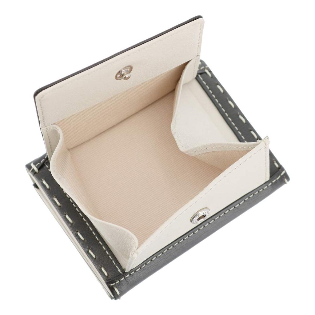 Katharine Hamnett London Color Tailored 2 Made with Premium Japanese Kip Leather Compact with Coin Dark Brown Tri-fold Wallet, Antique-Style