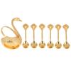 Coffee Spoon Holder Elegant Swan Zinc Alloy Embossment Design Glossy Bright Color Mirror Polish Coffee Stirrers HolderGold
