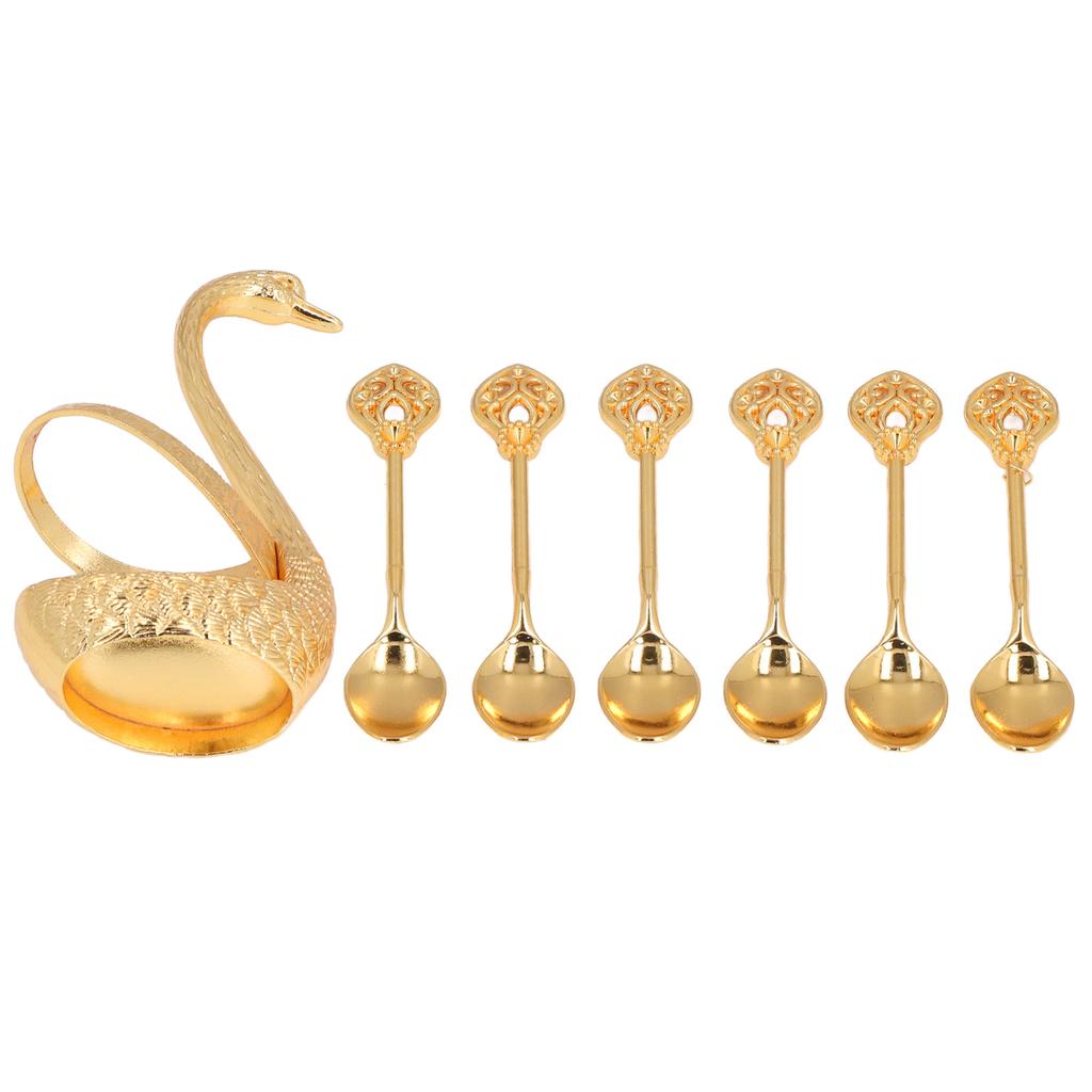 Coffee Spoon Holder Elegant Swan Zinc Alloy Embossment Design Glossy Bright Color Mirror Polish Coffee Stirrers HolderGold