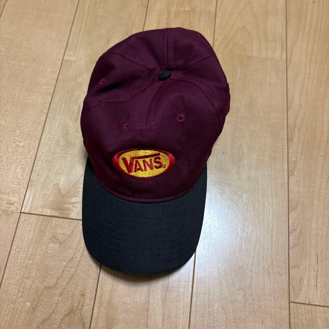 Used VANS Cap Burgundy Black 90 s Vintage Super Rare