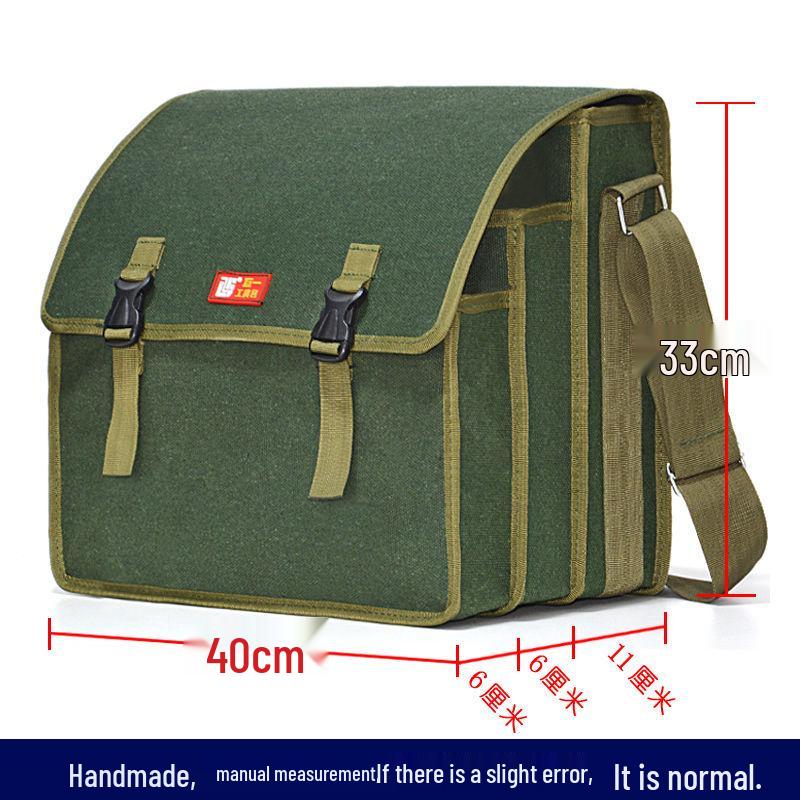 

Four-Layer Extra Thick Canvas Tool Bag - Large Capacity, Multi-Function for Electricians and Carpenters.