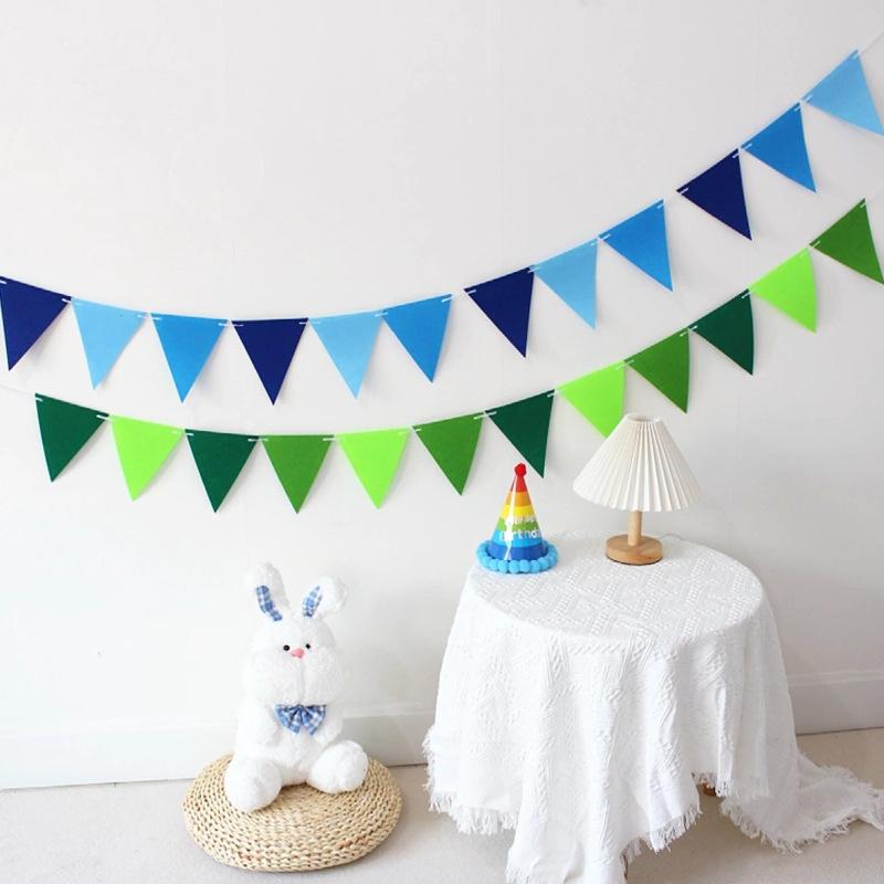 12 Flags Colorful Triangle Pennant Flags Garland Multicolor Felt Banner Bunting Flag for Home Baby Shower Birthday Party Decor 5
