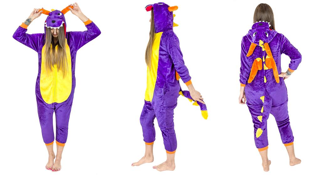 Kostium Onesie purple dragon - S