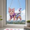 Cat Stained Glass Pendant with Easy Hang Style Suncatcher Acrylic Metal Chain Window
