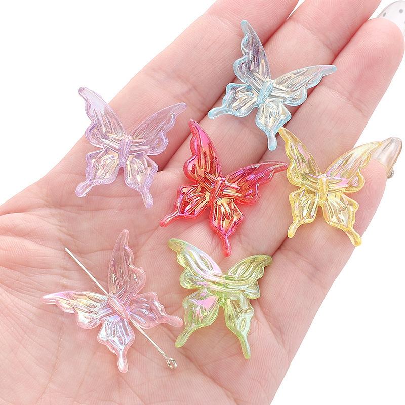 20pcs AB Double Color Butterfly Accessories DIY For Women Sweet Hair Ornament Rainbow Headwear Necklace Bracelet Jewelry Making