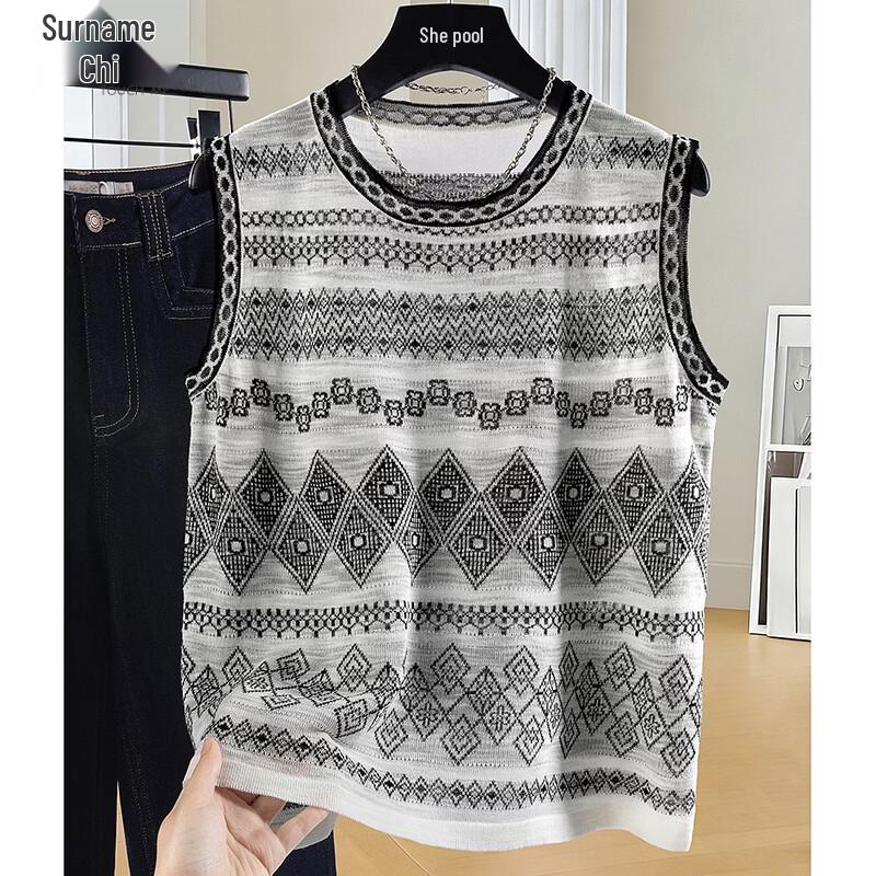 Shechi Women s Striped Knit Vest S