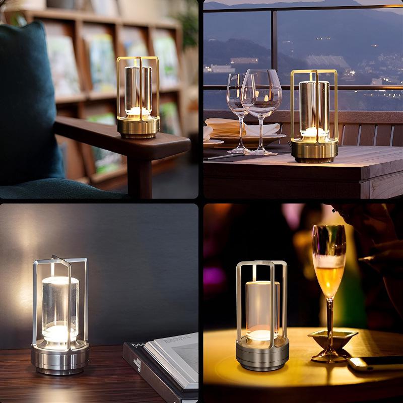 Portable LED Touch Lamp - Metal Stand, Rechargeable, Eye-Protective, Super Bright for Bar, Camping, or Table Use