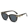 Retro Leopard Gradient Round Women Sunglasses  Luxury Metal Snake Decoration Design Personality Trend Men Sun Glasses Uv400