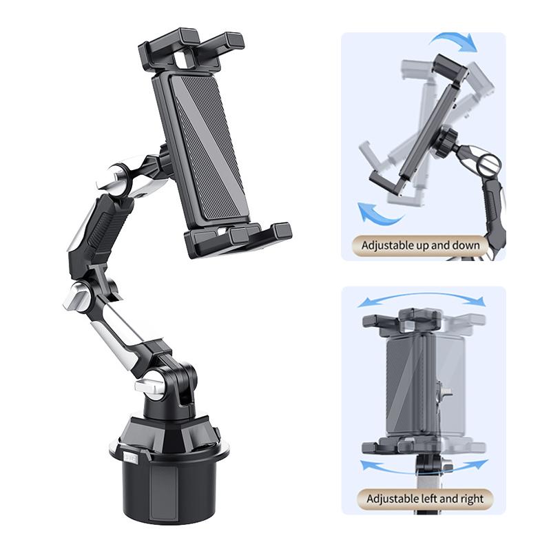 SEAMETAL Car Phone Mount On Cup Holder 6.5-9.5CM Adjustable Base Tablet/Phone Holder 360-Degree Flexible Rotation Phone Stand