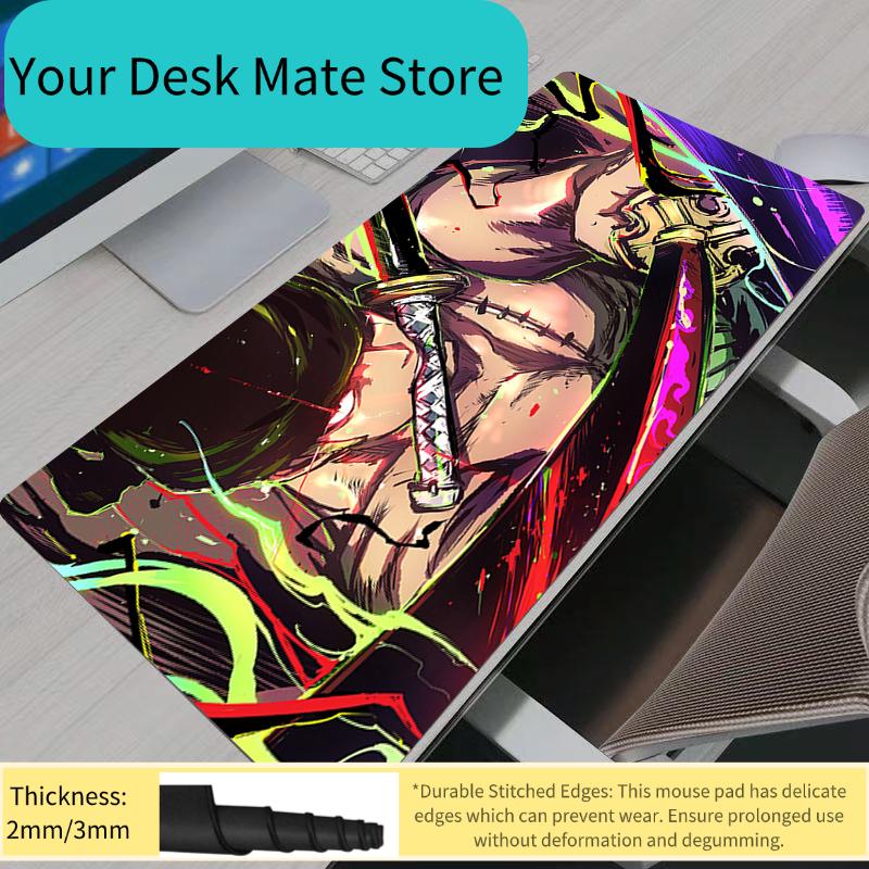Leather Mouse Pad Notebook One Piece Zoro Large Keyboard Mat Non Slip Leather Computer Carpet Desk Mat PC Gamer Mouse Pad