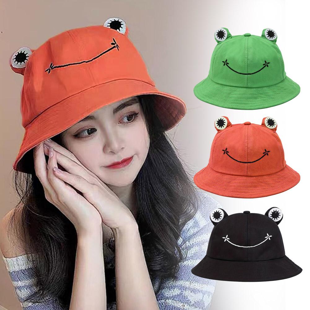 Parent-Kid Frog Bucket Hat Panama Fishing Hat Cartoon Cute Hats For Women Men Bob Chapeau Outdoor Sun Fisherman Caps