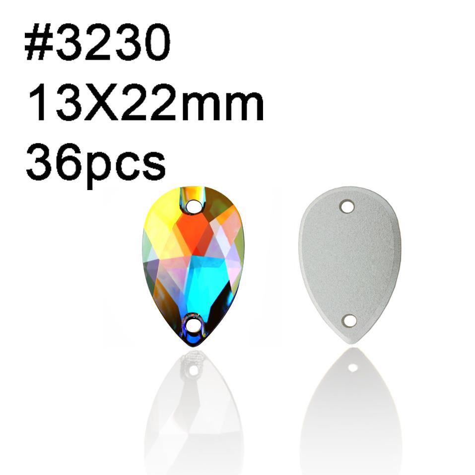 Yanruo AB Color Sew on Glass Crystal Sewing  Rhinestone Crystal Flat Back Rhinestone for Dresses