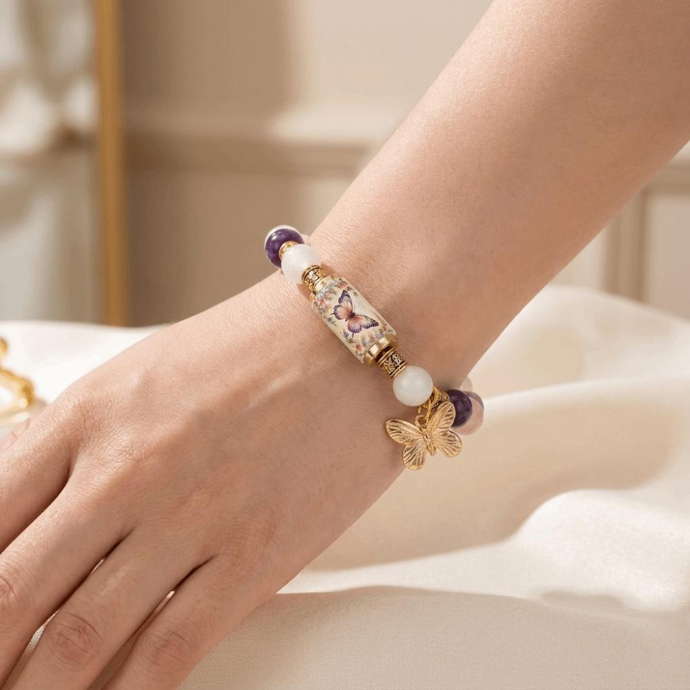 Stainless Steel Beaded Stretch Bracelet Sunflower Bee Pendant Hand Chain Charm Bracelet Garden