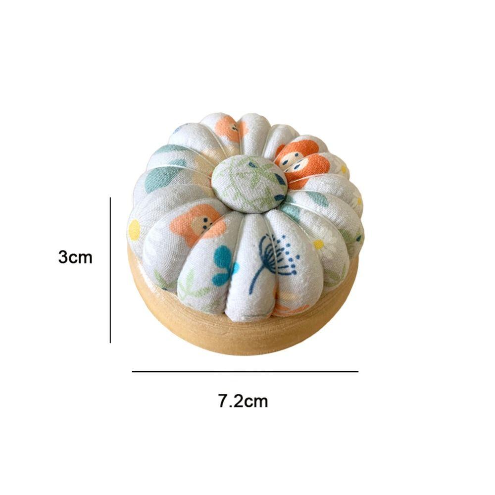 Wood Base Pumpkin Needle Cushion Pumpkin Shaped Pin Cushion DIY Needle Pillow Household