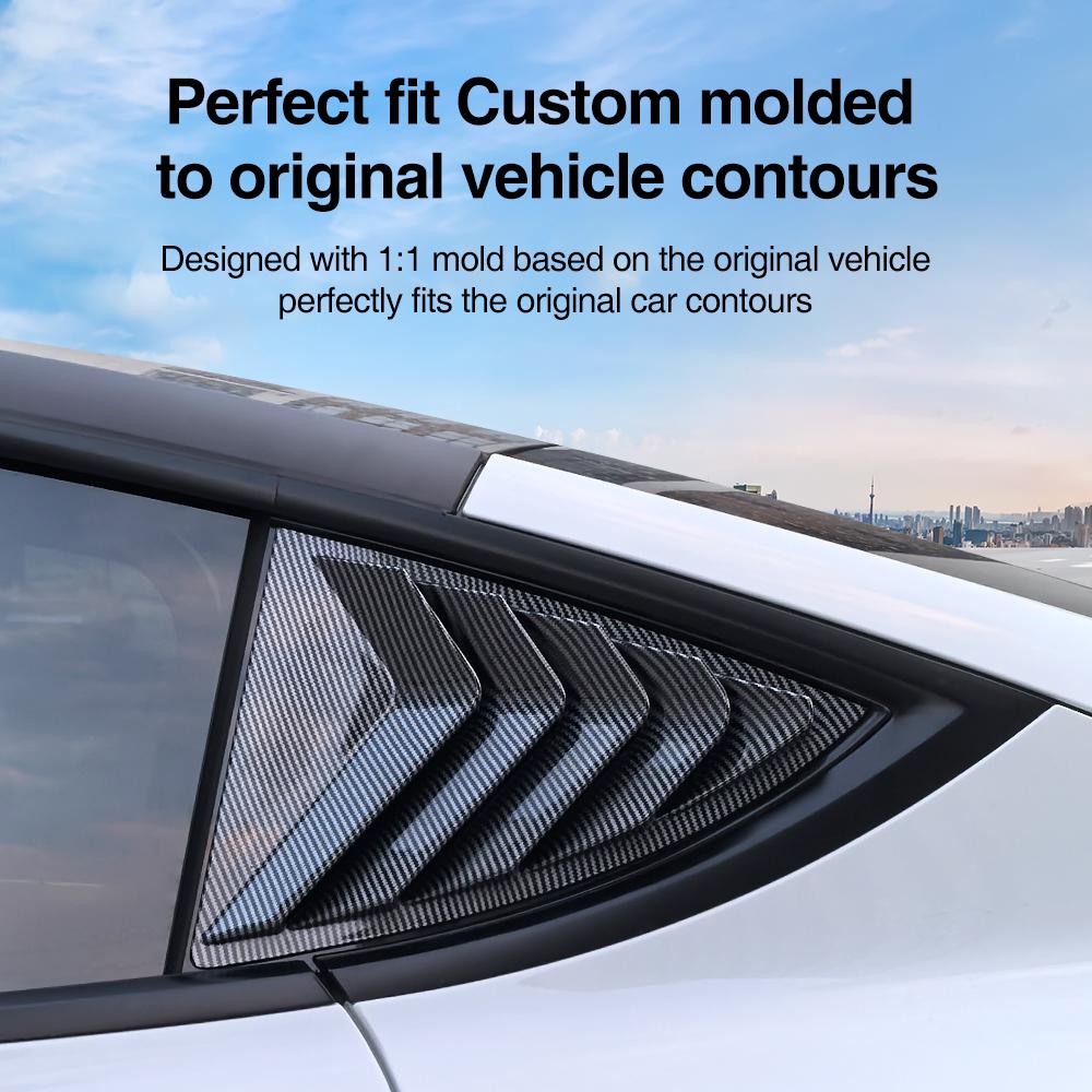 Heenvn 2PCS Side Window Louver Cover Sport Style For Tesla Model Y Juniper Model 3 Highland 2026 ABS Rear Window Shutter Cover
