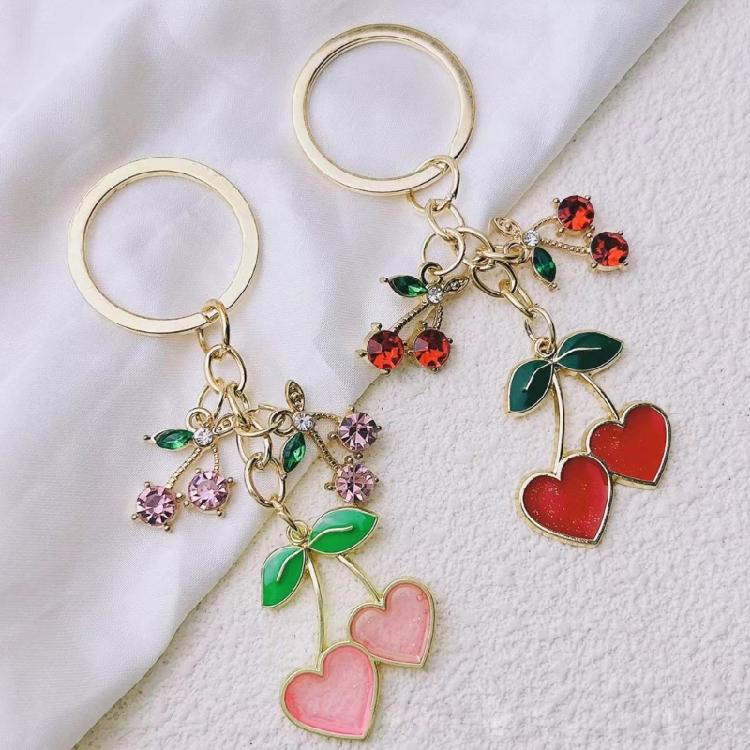 Fashion Fruit Heart Keyring Alloy Bag Charm Pendant Keychain Accessories for Ladies Purses Decoration Key Holder