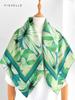 Green Flowers 100% Natural Silk Scarf Women Twill Shawl Wrap Bandana Hijab Luxury Gifts Headband Square Kerchief 90CM