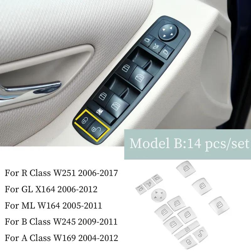 Car Window Glass Lifting Button Cover Sticker Trim For Mercedes Benz A B R GL ML Class W169 W245 W164 X164 W251
