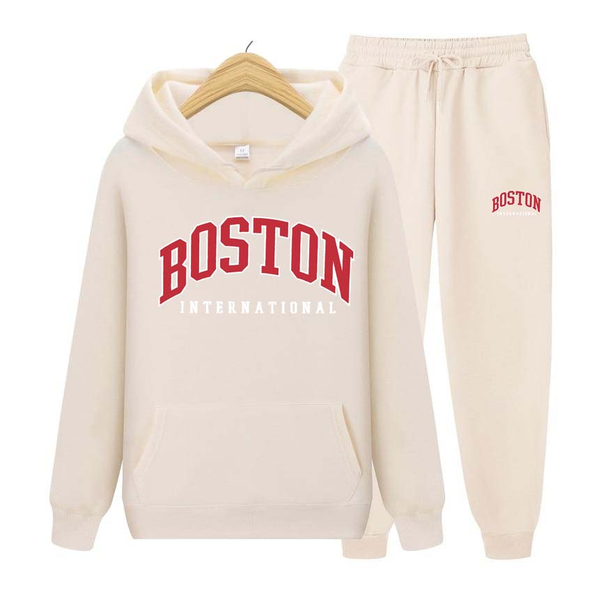 Mikiny + Kalhoty Dvoudílná sada Boston Potisk Pánské Dámské Mikiny Teplákové soupravy Jogger Kalhoty tlusté Teplé oblečení Muži