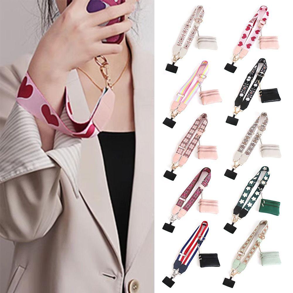 Detachable Phone Strap Crossbody Bag Cord Strap Adjustable Phone Lanyard with Zippered Pouch Portable Clip and Go Strap