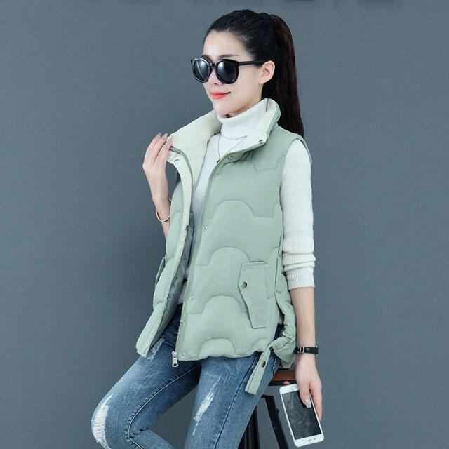 Autumn and Winter Women's Solid Color Loose Vest Stand-up Collar Short Vest Jacket Cotton Padded Women's Windproof Warm Vest